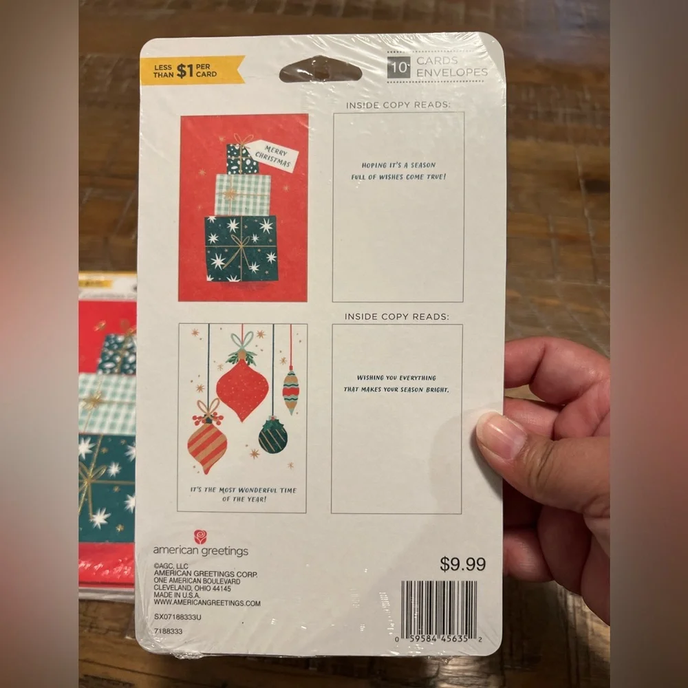 Merry Christmas Greeting Cards Set of 2 Packs Holiday Gift Box Design